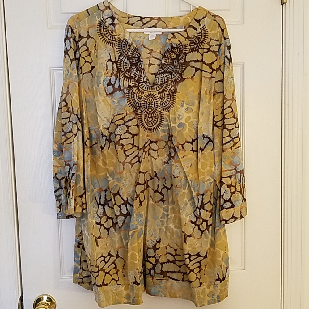 Charter Club Tunic Top With Embroidery. Multicolor
